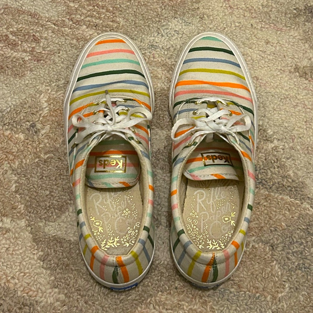 rifle paper co x keds striped tennis shoes